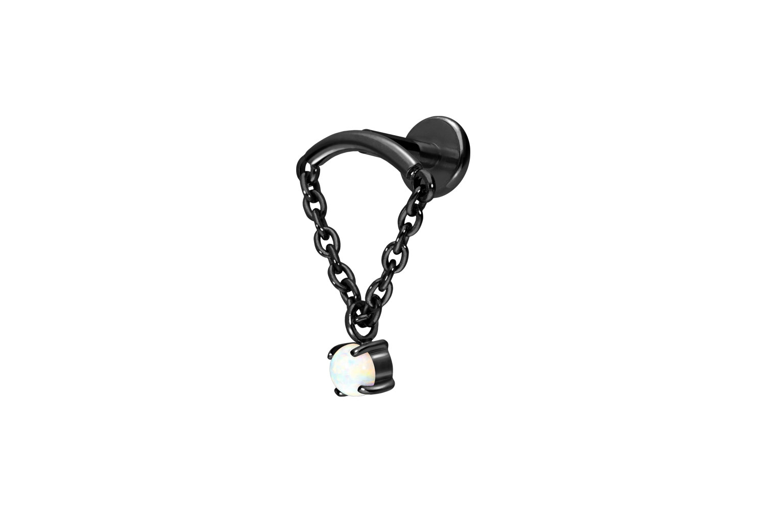 Titan Labret Piercing mit Innengewinde BOGEN + KETTE + SYNTHETISCHER OPAL